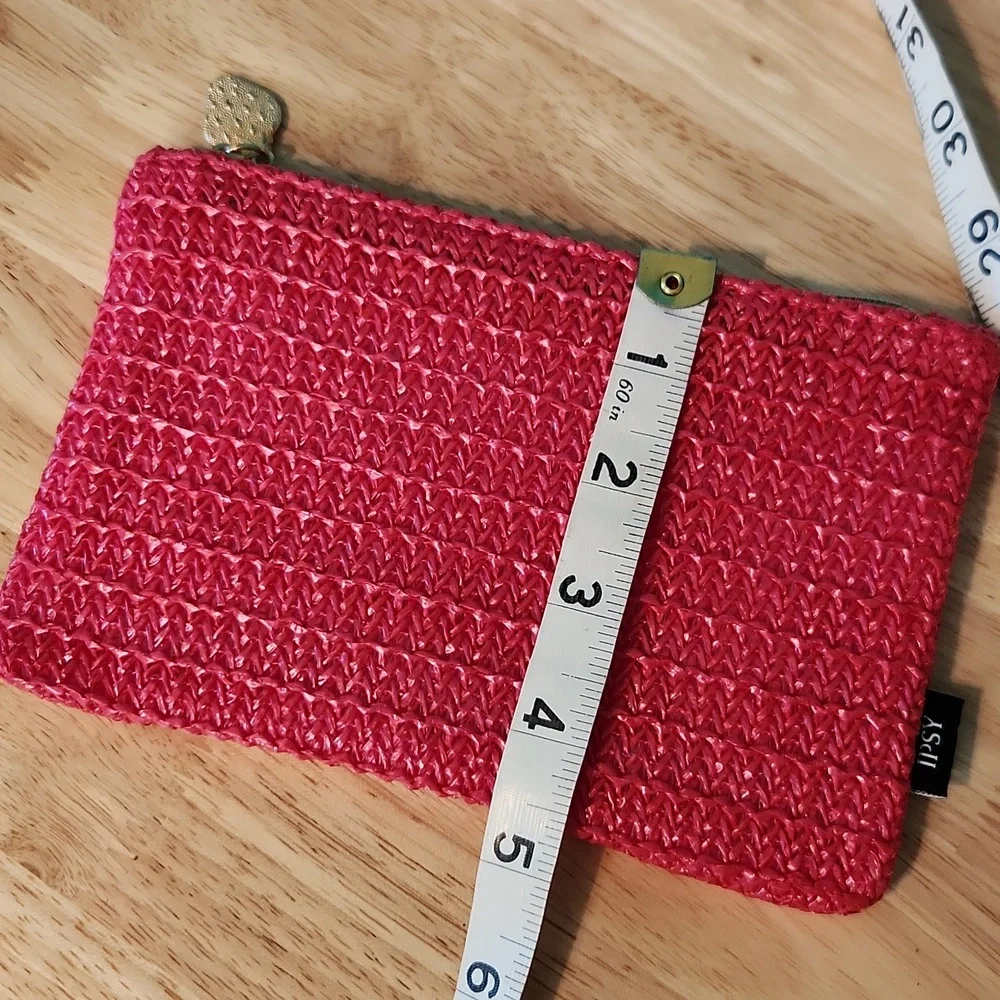 IPSY Fuschia with Light Pink Interior Woven Zipper Pouch‎